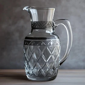 Crystal Pitcher with Decorative Bands