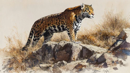 Jaguar Painting in Natural Habitat