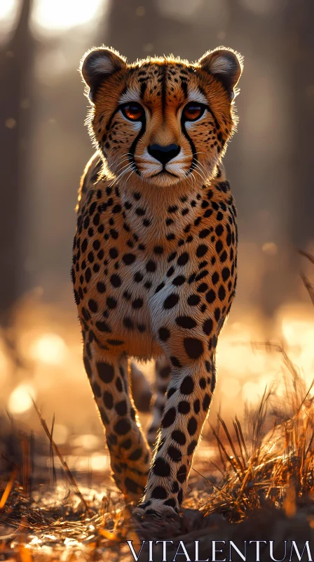 Cheetah Walk in Golden Light AI Image