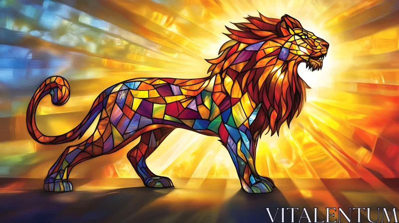 AI ART Colorful Lion Illustration