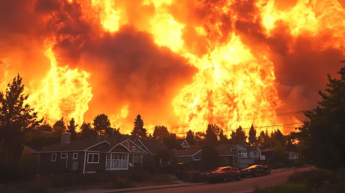 Raging Wildfire Engulfs Suburban Area