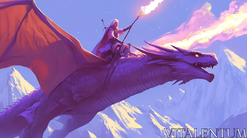 Dragon Rider with Wizard in Sky AI Image