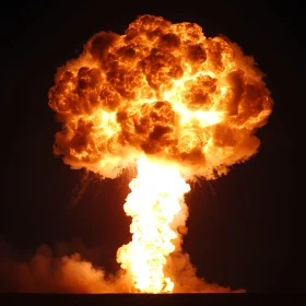 Massive Fiery Blast at Night
