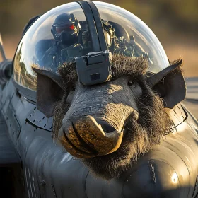 Surreal Aircraft With Boar Nose Art