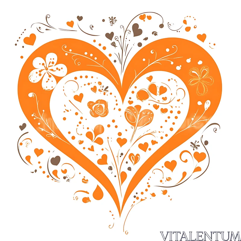 Decorative Heart with Flowers and Love AI Image