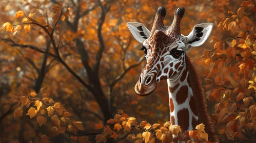 Majestic Wildlife with Autumn Leaves
