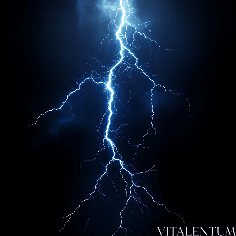 Powerful Lightning Strike in the Night AI Image