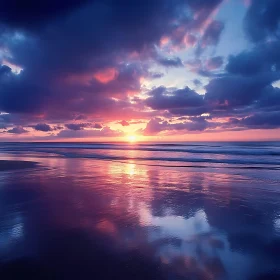 Coastal Sunset Reflection Art