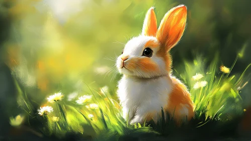 Gentle Rabbit Amidst Sunlit Meadows