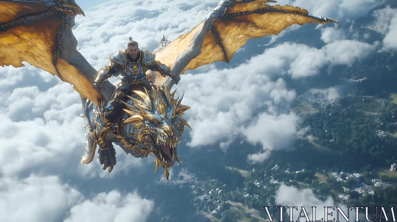 Dragon Rider in the Sky AI Image