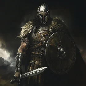 Viking Warrior in Dark Armor