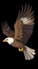 Illustrated Eagle in Flight