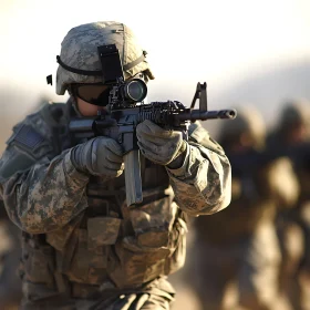 Camouflaged Soldier Ready for Action