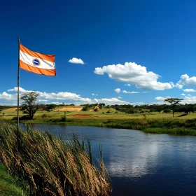 Scenic River and Flag View