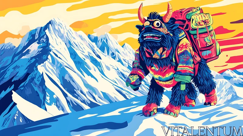 AI ART Colorful Monster in Mountain Landscape