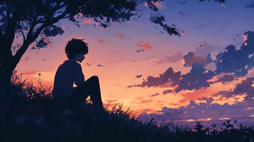 Sunset Contemplation Under the Twilight Sky