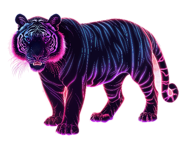 POD Design Vibrant Neon Tiger Illustration