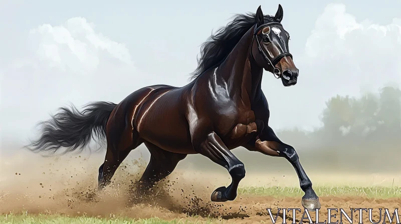 AI ART Powerful Galloping Horse in Nature