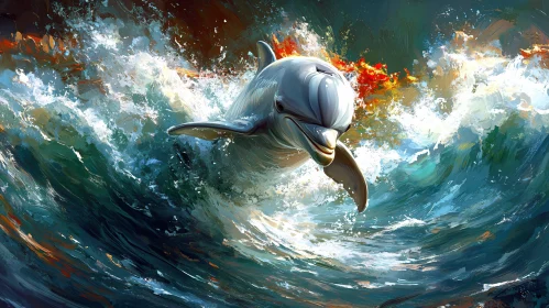 Dolphin Leaping Ocean Art