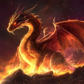 Dragon in Flames Digital Artwork