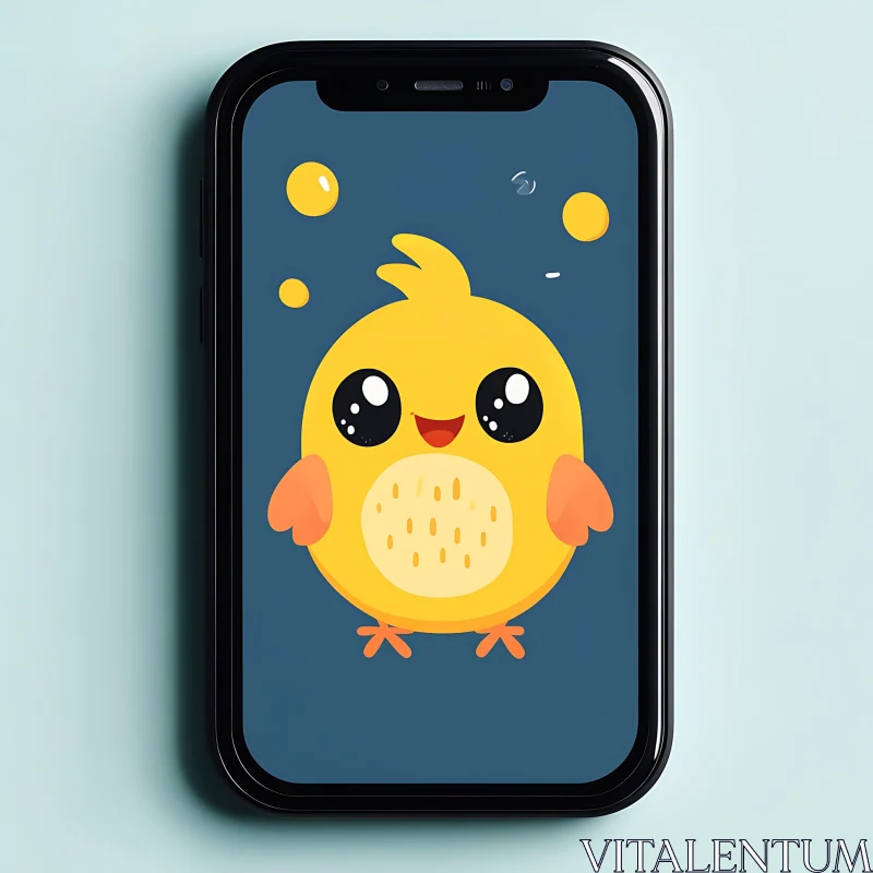 AI ART Cheerful Chick Cartoon for Mobile Devices