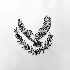 Dove in Flight with Laurel Wreath