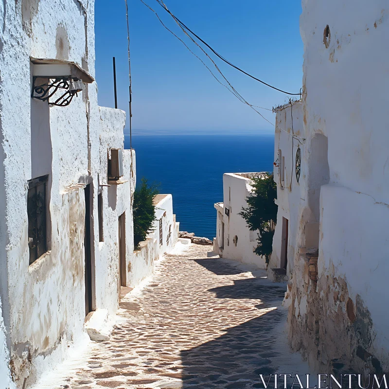 Island Street View with White Buildings AI Image