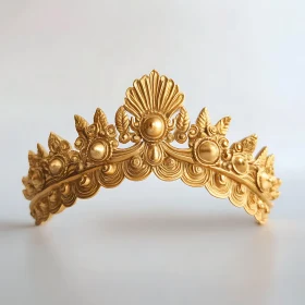 Ornate Golden Crown on Neutral Background