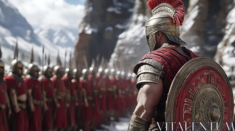 AI ART Roman Soldiers in Mountain Formation