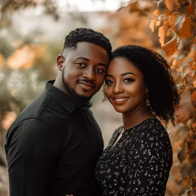 Affectionate Couple in Fall Setting