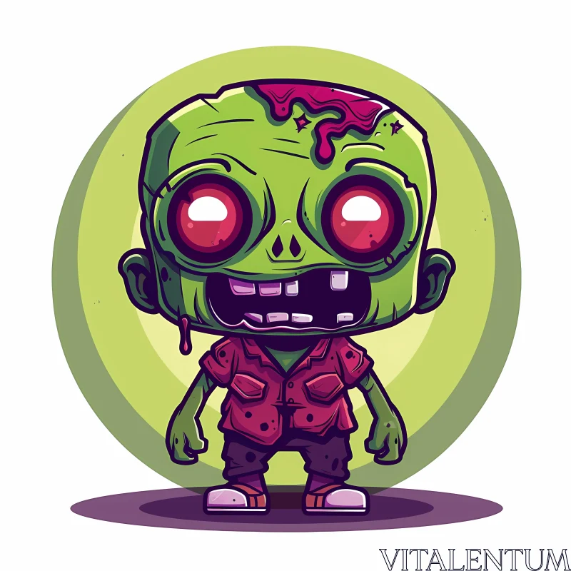 Cartoon Zombie Illustration with Red Eyes and Outstretched Hands AI Image