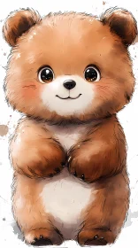 Charming Cartoon Bear with Expressive Eyes