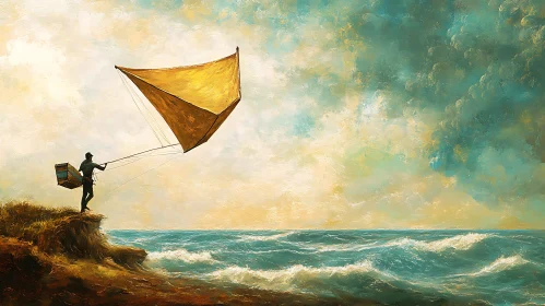 Seascape with Figure and Geometric Kite