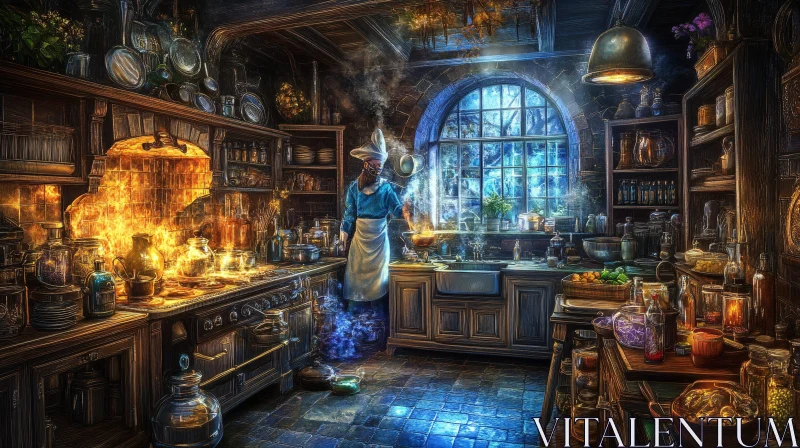 Wizard's Kitchen: Brewing Magic AI Image