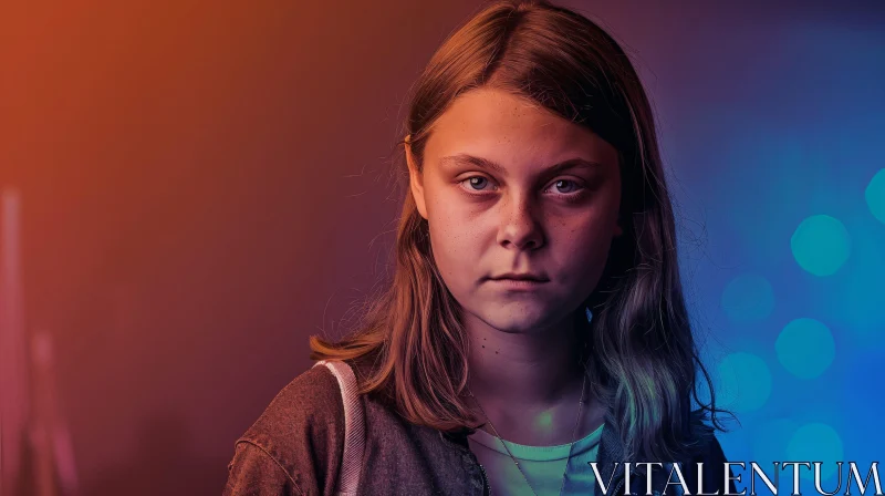 Serious Greta Thunberg Portrait AI Image