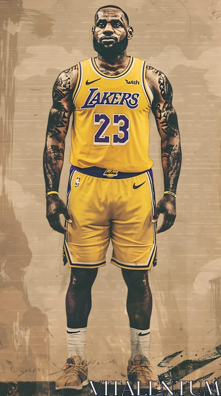 LeBron James Lakers Portrait AI Image