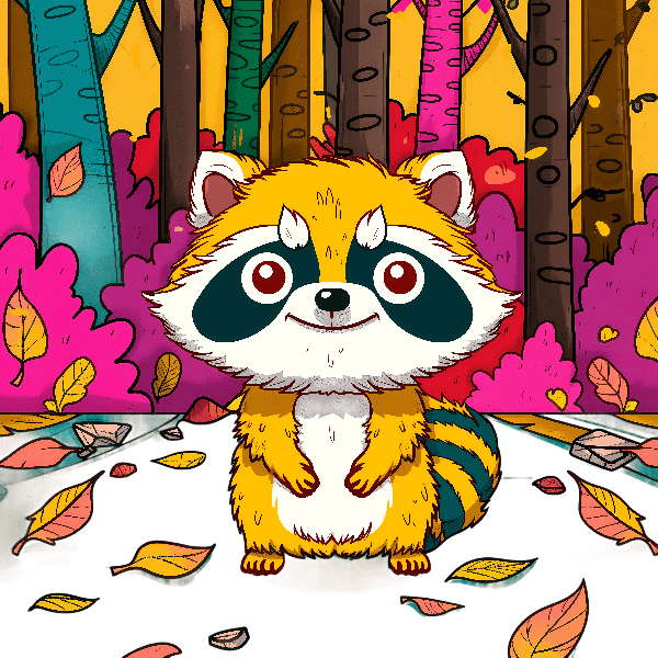 Playful Raccoon in Colorful Woods POD Design