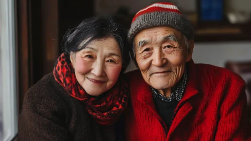 Warm Embrace: Elderly Couple Portrait