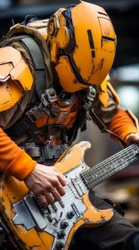 Futuristic Robot Guitarist in Detailed Armor