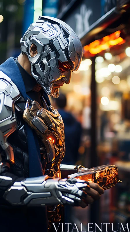 Futuristic Robotic Suit in Tabletop Photography Style AI Image