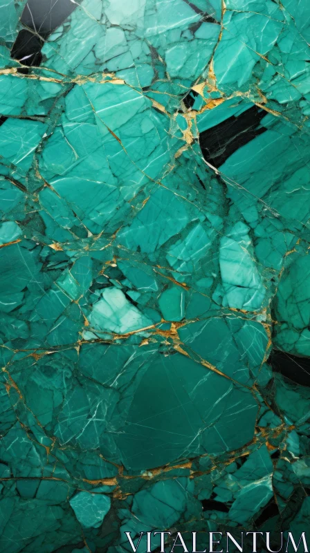 Green Marble with Gold and Black Textures - Abstract Artwork AI Image