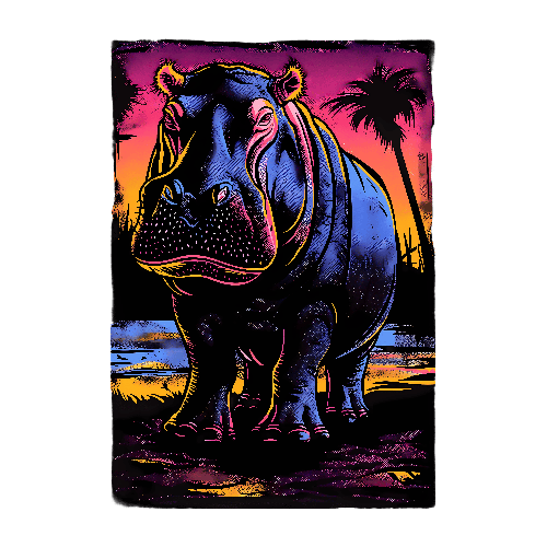 POD Design Playful Hippo T-Shirt Design in Twilight Colors