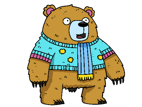 POD Design Surprised Brown Bear Cartoon Illustration