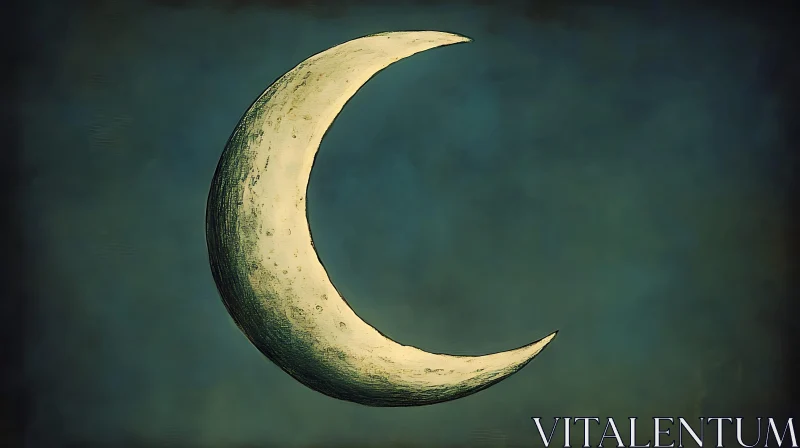 AI ART Pale Moon in Teal Sky