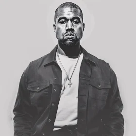 Black and White Kanye West Portrait