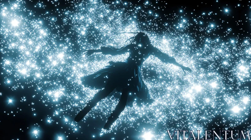 Starry Silhouette of a Woman AI Image