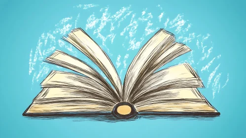 Sketch of an Open Book with Pages