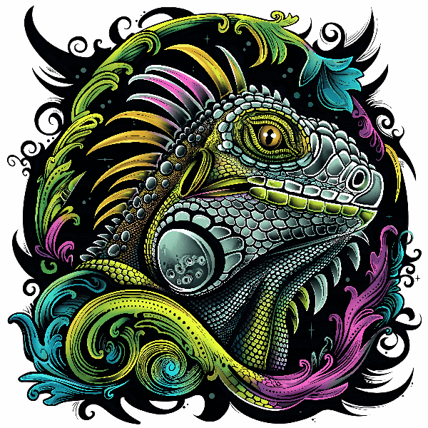 POD Design Colorful Iguana Artistic T-Shirt Design