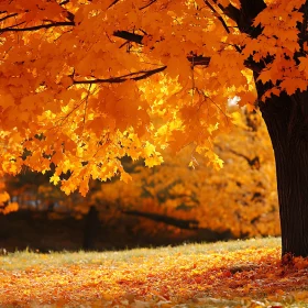Autumnal Tree with Golden Foliage
