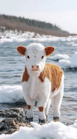Calf in Snowy Landscape